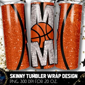 Design de gobelet pour maman de basket-ball, gobelet à paillettes blanches pour maman de basket-ball, 20 oz Sublimation d'enveloppe de gobelet maigre, sublimation de modèles de gobelet