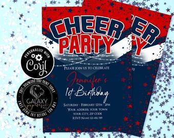 Dance Cheer Editable Invitation, Cheer Party Editable Invitation, Cheerleader Birthday Invitation, Any Age Cheer Birthday Invite, Corjl