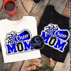 Design de sublimação para Cheer Mom, Sublimação para Cheer Mama, Preto e Azul, Bolinhas Dálmatas, Arquivo Digital, DTF