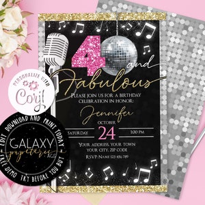 Editable 40th Birthday Invitation, Disco Party Editable Invitation, Karaoke Forty Birthday Invitation, Surprise Birthday Invite, Corjl.