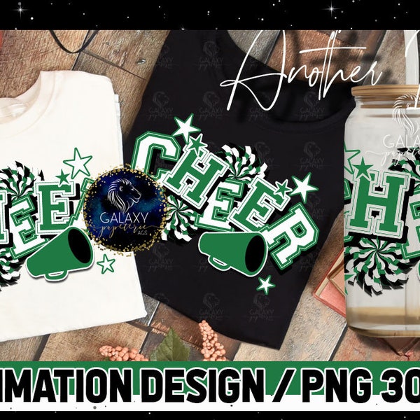 Green White Silver Cheer Sublimation, Cheer Sublimation Design, Cheerleader Sublimation, INSTANT DOWNLOAD, PNG