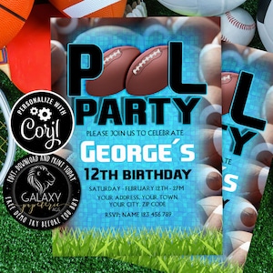 ANY AGE Football Pool Party Invitation, Football Party Invitation, Corjl, Football Pool Party Invitation