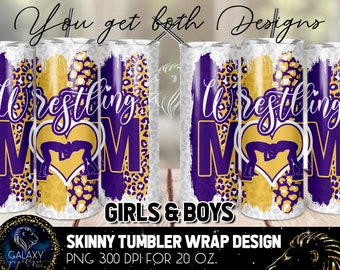 Wrestling Mom Tumbler Design, Wrestling Mom Leopard Tumbler, 20 Oz. Skinny Tumbler Wrap Sublimation, Tumbler Designs Sublimation