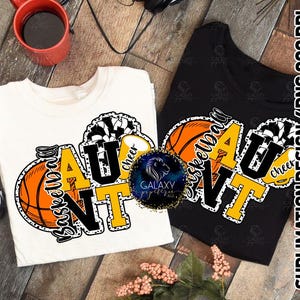 Basketball Cheer Aunt Sublimation Design, Basketball Tante Sublimation, schwarz gelb, Dalmatiner Punkte, digitale Datei, DTF
