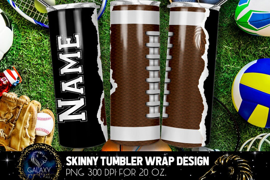 Football Ball Tumbler Design, Football Field Tumbler, 20 Oz. Skinny