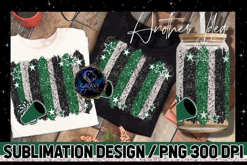 Green Black White Cheer Background Sublimation, Cheer Background Brush Strokes Sublimation Design, INSTANT DOWNLOAD image 1