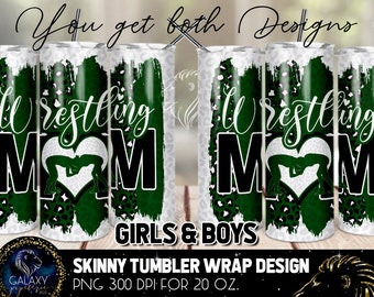 Wrestling Mom Tumbler Design, Wrestling Mom Leopard Tumbler, 20 Oz. Skinny Tumbler Wrap Sublimation, Tumbler Designs Sublimation