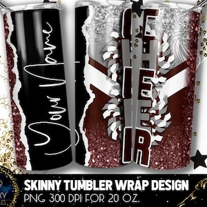 Design de gobelet Cheer Add Name argent bordeaux, gobelet léopard pom-pom girl, 20 oz. Sublimation d'écharpe gobelet skinny