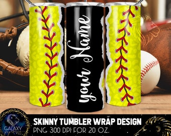 Softball Ball Tumbler Design, Baseball Add Name Leopard Tumbler, 20 Oz. Skinny Tumbler Wrap Sublimation, Tumbler Designs Sublimation