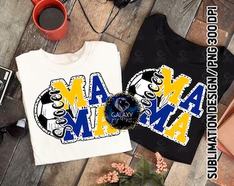 Soccer Mama Sublimation Design, Soccer Mom Sublimation, Blue Yellow, Dalmatian Dots, Digital File, DTF