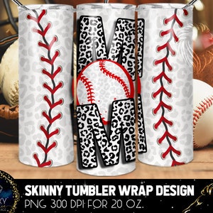 Baseball Mom Tumbler Design, Baseball Leopard Tumbler, 20 Oz. Skinny Tumbler Wrap Sublimation, Tumbler Designs Sublimation