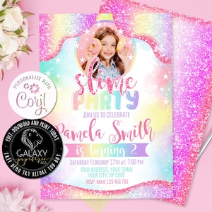 Add Photo Slime Editable Birthday Invitation, Slime Party Editable Invitation, Slime Birthday Invitation, Slime Birthday Invite, Corjl