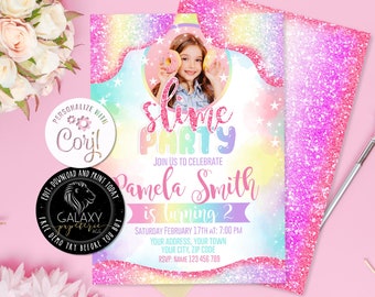 Add Photo Slime Editable Birthday Invitation, Slime Party Editable Invitation, Slime Birthday Invitation, Slime Birthday Invite, Corjl