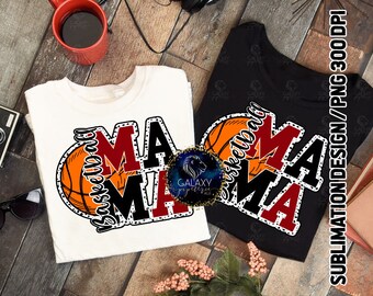 Basketball Mama Sublimation Design, Basketball Mom Sublimation, Black Maroon, Dalmatian Dots, Digital File, DTF