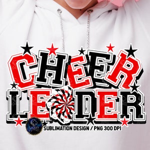 Stars Cheerleader Sublimation, Cheerleader Sublimation Design, Cheer Sublimation, Black Red White Cheerleader Sublimation