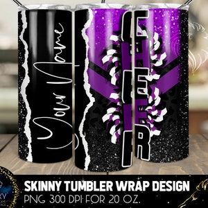 Add Name Cheer Tumbler Design, Cheerleader Leopard Tumbler, 20 Oz. Skinny Tumbler Wrap Sublimation, Purple Black Cheer Tumbler sublimation