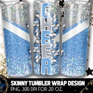Cheer Tumbler Design, Cheerleader Leopard Tumbler, 20 Oz. Skinny Tumbler Wrap Sublimation, Tumbler Designs Sublimation