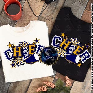 Sublimazione Cheerleader, Sublimazione Cheerleader Blu Navy Giallo Oro, PNG, Design DTF