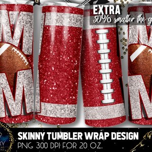 Maroon Football Mom Tumbler Design, Football Maroon Glitter Tumbler, 20 Oz. Sublimazione sottile dell'involucro del bicchiere, sublimazione dei disegni del bicchiere