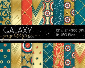 Princess Digital Paper, Princess Digital Papers, Gold and Orange Digital papers, Scrapbook, Scrapbooking, Instant Download