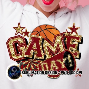 Game Day Sublimation Design, Basketball Game Day Sublimation Design, Maroon Gold Basketball Sublimation Design, PNG