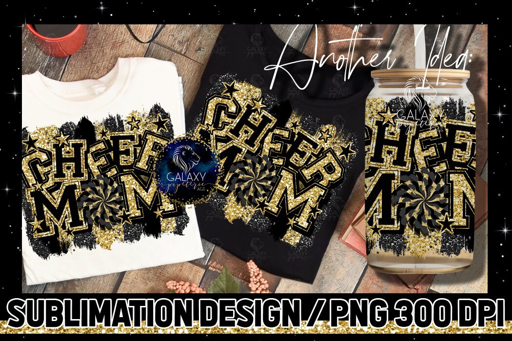 Cheer Mom Sublimation, Cheer Mom Brush Strokes Sublimation Design, Cheerleader Sublimation, Black Gold Cheer Mom Sublimation