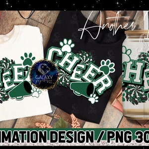 Cheer Sublimation, Cheer Green Black Sublimation Design, Cheerleader Sublimation, Green White Black Cheer Sublimation