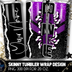 Namen hinzufügen Dance Tumbler Design, Dance Leopard Tumbler, 20 Unze. Skinny Tumbler Wrap Sublimation, Lila Schwarz Dance Tumbler Sublimation
