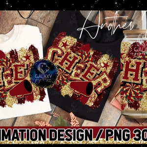 Maroon Gold Cheer Sublimation, Cheer Sublimation, Cheer Brush Strokes Sublimation Design, Cheerleader Sublimation