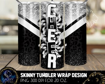Cheer Tumbler Design, Cheerleader Leopard Tumbler, 20 Oz. Skinny Tumbler Wrap Sublimation, Tumbler Designs Sublimation