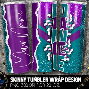 Namen hinzufügen Dance Tumbler Design, Dance Leopard Tumbler, 20 Unze. Skinny Tumbler Wrap Sublimation, Purple Teal Cheer Tumbler Sublimation
