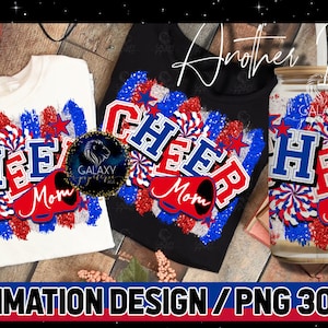 Cheer Mom Sublimation, Cheer Mom Brush Strokes Sublimation Design, Cheerleader Sublimation, Blau Rot Weiß Cheer Mom Sublimation