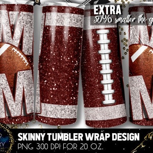 Football Mom Tumbler Design, Football Brown Glitter Tumbler, 20 Oz. Sublimazione sottile dell'involucro del bicchiere, sublimazione dei disegni del bicchiere