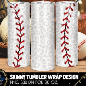 Baseball leopard Tumbler Design, Baseball Ball Tumbler, 20 Oz. Skinny Tumbler Wrap Sublimation, Tumbler Designs Sublimation