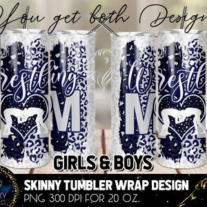 Wrestling Mom Tumbler Design, Wrestling Mom Leopard Tumbler, 20 Oz. Skinny Tumbler Wrap Sublimation, Tumbler Designs Sublimation