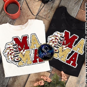 Conception de sublimation Cheer Mama, Sublimation Cheer Mom, bordeaux or, points dalmates, fichier numérique, DTF