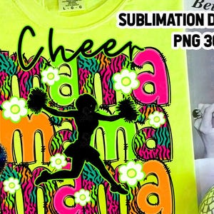 Cheer Mama Sublimation, Cheer Mom Sublimation, Colorful Pattern, Pink Green, Digital File, PNG, DTF