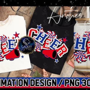 Cheer Sublimation, Cheer Sublimation Design, Cheerleader Sublimation, Blau Rot Weiß Cheer Sublimation