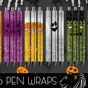 Halloween Glitter Epoxy Pen Wraps sublimation Bundle, Pen Wrap, Epoxy Pen Wraps, Halloween pen wraps