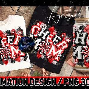 Cheer Mom Sublimation, Cheer Mom Brush Strokes Sublimation Design, Cheerleader Sublimation, Black Red White Cheer Mom Sublimation