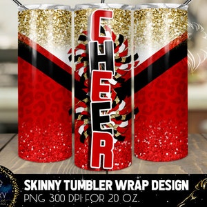 Cheer Tumbler Design, Cheerleader Leopard Tumbler, 20 Oz. Skinny Tumbler Wrap Sublimation, Tumbler Designs Sublimation