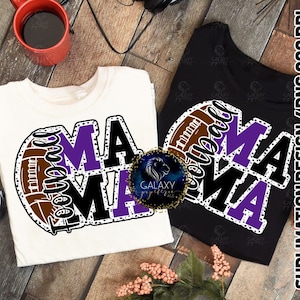 Football Mama sublimatieontwerp, voetbal moeder sublimatie, zwart paars, Dalmatische stippen, digitaal bestand, DTF