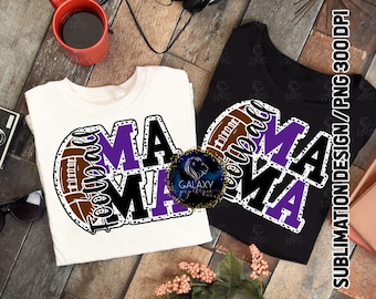 Football Mama Sublimation Design, Football Mom Sublimation, Black Purple, Dalmatian Dots, Digital File, DTF