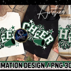 Cheer Sublimation, Cheerleader Sublimation Design, Green White Black Cheer Sublimation