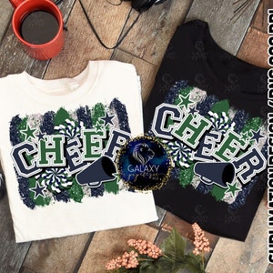 Cheer Sublimation, Cheer Brush Strokes Sublimation Design, Cheerleader Sublimation, Blue Green Cheer Sublimation