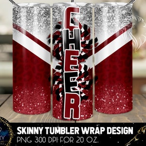 Cheer Tumbler Design, Cheerleader Leopard Tumbler, 20 Oz. Skinny Tumbler Wrap Sublimation, Tumbler Designs Sublimation