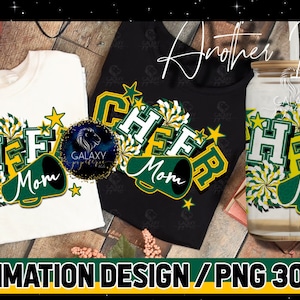 Cheer Mom Sublimation, Cheer Mom Sublimation Design, Cheerleader Sublimation, Yellow Green Cheer Mom Sublimation