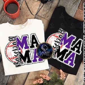 Diseño de sublimación de mamá de béisbol, sublimación de mamá de béisbol, púrpura negro, puntos dálmatas, archivo digital, DTF