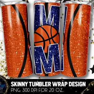 Basketball Mom Tumbler Design, Basketball Mom Blue Glitter Tumbler, 20 Oz. Skinny Tumbler Wrap Sublimation, Tumbler Designs Sublimation