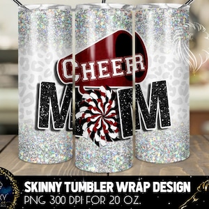 Cheer Mom Tumbler Design, Cheerleader Leopard Tumbler, 20 Oz. Skinny Tumbler Wrap Sublimation, Tumbler Designs Sublimation